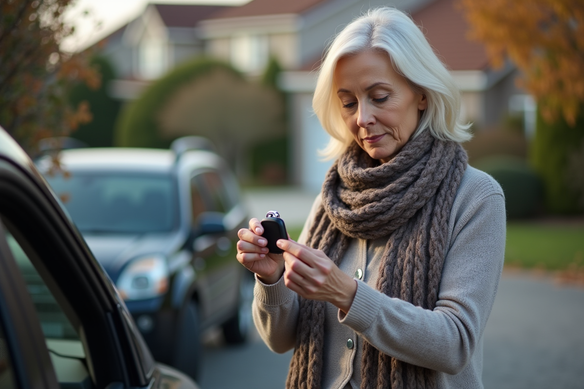 Femme changeant la pile d