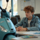 Jeune en classe de conduite avec scooter et documents BSR