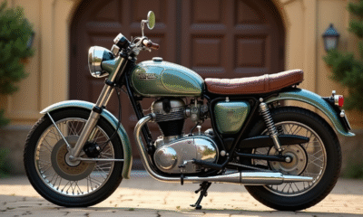 Moto vintage des années 70 avec détails chromés et selle en cuir