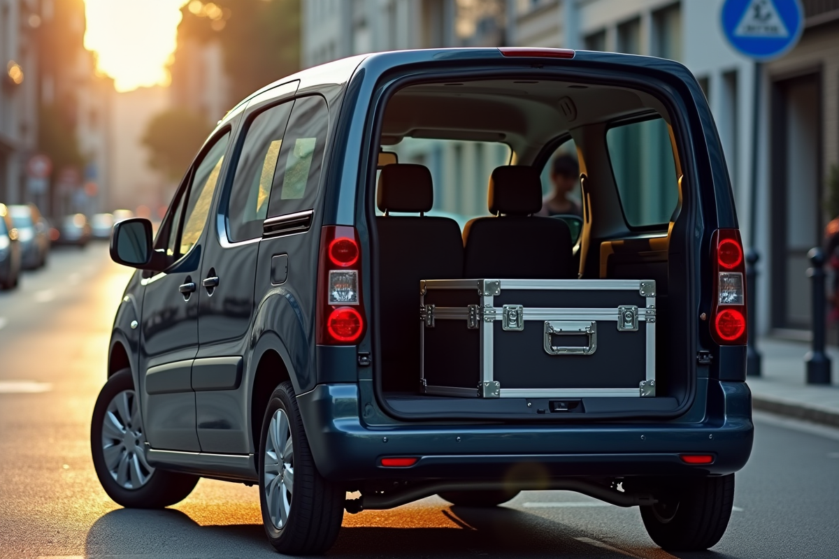 Peugeot Partner avec porte coulissante ouverte intérieur professionnel