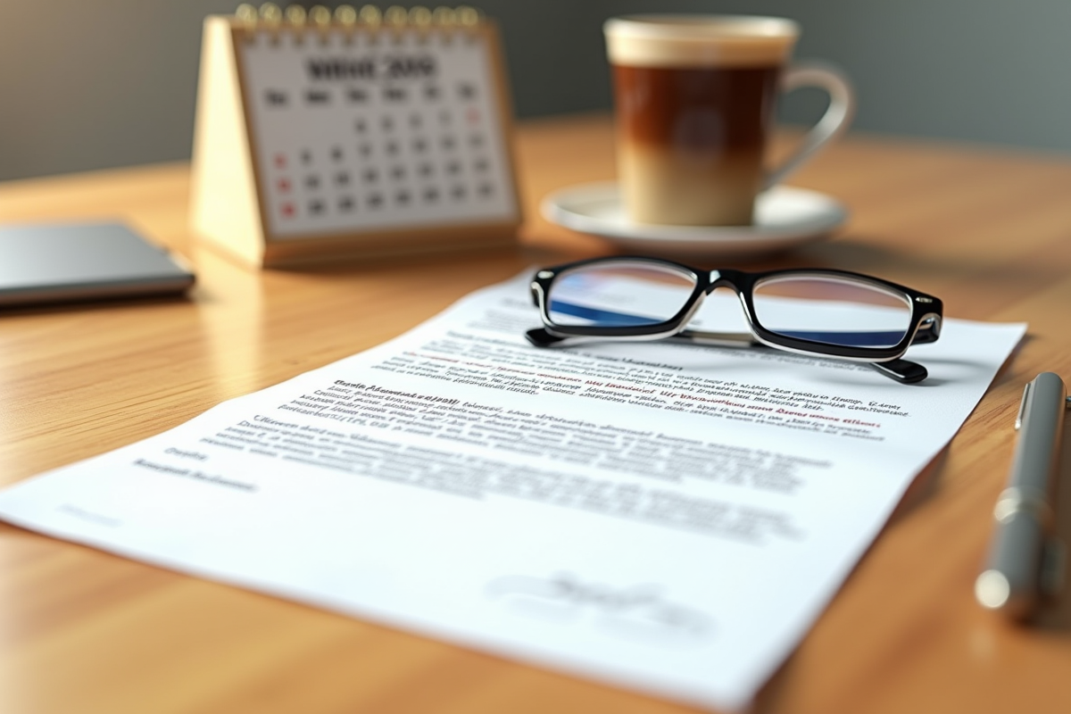 Lettre de rappel de renouvellement de permis sur une table en cuisine